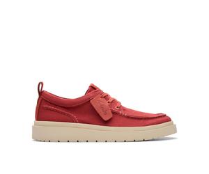 Clarks Polden Moc Red Canvas Lace Up,moccasins Red 7.5-Standard Fit