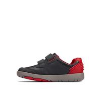 Clarks Boys Rex Play Kid Navy/Red Leather Riptape Leather Casual
