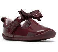 Clarks Roamer Trim T. Burgundy Pat Girls First Shoes 3 UK