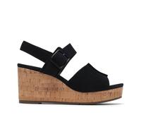 Clarks Women's Sabina Dream Black Suede Wedge Sandals | Size: 5.5/Standard Fit