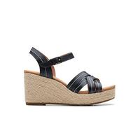 Clarks Women's Sabina Strap Sandal, Black Leather, 4 UK