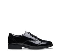 Clarks Sami Walk Youth Black Patent Brogues | Size: 3-Wide Fit Clarks Black 3-Wide Fit