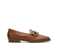 Clarks Women's Sarafyna Iris Loafer Tan Leather Loafers, Slip Ons in Brown | Size: 4-Wide Fit Clarks Brown 4-Wide Fit
