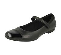 Clarks Scala Gem Youth Leather Shoes in Black Standard Fit Size 7½
