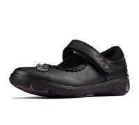 Clarks Girls Shell Detailed School Shoes Sea Shimmer K - Black Leather - UK Size 1F - EU Size 33 - US Size 1.5M