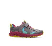 Clarks Selva Hero Kid Dark Grey Combination Trainers, Riptape | Size: 2.5-Wide Fit Clarks Grey 2.5-Wide Fit