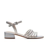 Clarks Seren25 Part Leather Sandals In Silver Metallic Standard Fit Size 4.5