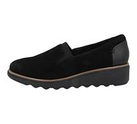 Clarks Women's Sharon Dolly Sneaker, Black Suede W Dark Tan World, 6.5 UK