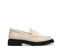 Clarks Splend Edge Cream Leather Loafers In White White 3-Standard Fit