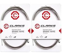 Clarks Stainless Steel Brake Wire - 2000mm Universal Steel Brake Cable for Front and Rear Brakes for Mountain Bikes (MTB), Hybrid and Road Bikes, Silver/Red (Pack of 2)