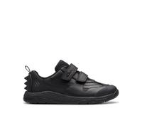 Clarks Steggy 2 Pace Kid Black Leather Trainers, Riptape, School Shoes | Size: 12.5-Wide Fit Clarks Black 12.5-Wide Fit