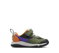 Clarks Boys Steggy Stride Toddler Green Combination Trainers Leather Casual