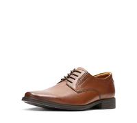 Clarks Tilden Plain Leather Shoes in Dark Tan Wide Fit Size 11