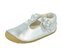 Clarks Tiny Flower Toddler Silver Leather Girls Pre Walker Shoes 5.5