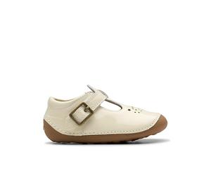 Clarks Tiny Skip Toddler Leather Shoes in White Patent Size 3
