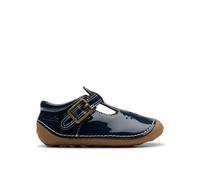 Clarks Tiny Skip Toddler Navy Patent T Bar Shoes, Pre Walker, Riptape in Blue | Size: 3.5-Standard Fit Clarks Blue 3.5-Standard Fit