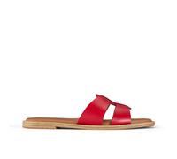 Clarks Trala Slide Red Leather Mules Red