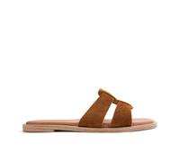 Clarks Trala Slide Tan Suede Flat Sandals,sliders In Brown Brown
