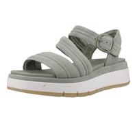 Clarks for woman. 26181474 Tuscan Strap leather sandals green (37.5), 3 to 5 cm, Suede, Buckle, Casual