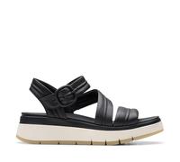 Clarks for woman. 26181473 Tuscan Strap leather sandals black (37.5), 3 to 5 cm, Buckle, Casual