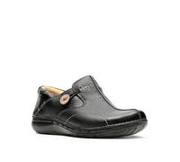 Clarks Womens Un Loop Loafers, Black Leather, 3 UK