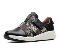 Clarks Un Rio Strap, Women?s Low-Top Sneakers, Black Leather Snake Combi, 5.5 UK (39 EU)