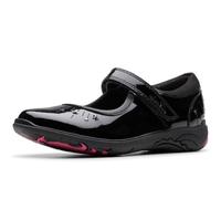 Clarks Relda Wish Kid Black Patent Mary Jane, Riptape, School Shoes | Size: 1-Standard Fit Clarks Black 1-Standard Fit