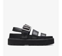 Clarks Unisex Orianna Over Black Leather Sandals - Size UK 5.5