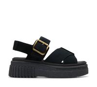 Clarks Women's Evamar Wish Black Suede Flat Sandals, Flatforms | Size: 4-Standard Fit Clarks Black 4-Standard Fit