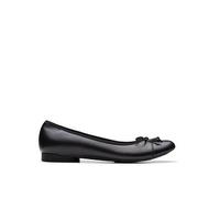 Clarks Wide Fit Loreleigh Rae Leather Ballerina - Black, Black, Size 8, Women Black