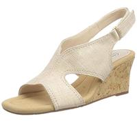 Clarks Women Kyarra Aster Wedge Sandal, Sand Metallic, 39.5 EU