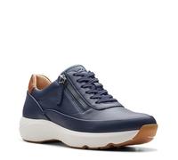 Clarks Women's 261766494 Sneaker, Navy Leather, 3 UK