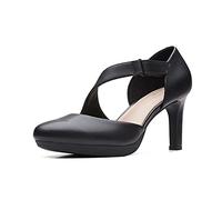Clarks Women's Ambyr Glow Pump, Black Leather, 7.5 UK