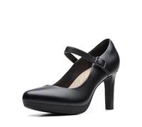 Clarks Women's Ambyr Joy Pump, Black Leather, 7.5 Wide