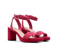 Clarks Women's Ambyrlyn Bay Heeled Sandal, Fuchsia Suede, 9.5