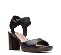 Clarks Women's Ambyrlyn Ruby Heeled Sandal, Black Leather, 8.5 UK