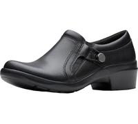 Clarks Women's Angie Holly Loafer, Black Leather, 7.5 Wide
