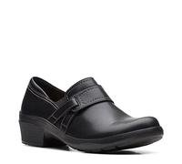 Clarks Womens Angie Poppy, Black Leather, 6 Wide