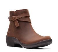 Clarks womens Angie Spice Ankle Boot, Dark Tan Leather, 8.5