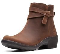 Clarks womens Angie Spice Ankle Boot, Dark Tan Leather, 8.5
