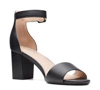 Clarks Women's Ankle Strap Heels, Black Leather, 5 UK