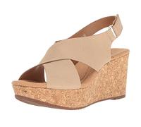 Clarks Women's Annadel Eirwyn Wedge Sandal, Sand Nubuck, 4 UK