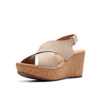 Clarks Women's Annadel Eirwyn Wedge Sandal, Sand Nubuck, 7.5 UK