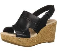 Clarks Women's Annadel Ivory Wedge Sandal, Black Leather, 4.5 UK