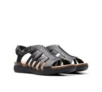 Clarks Women's April Belle Flat Sandal, Black Leather, 5.5 UK