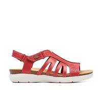 Clarks Women's April Belle Flat Sandal, Red Leather, 4.5 UK