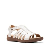 Clarks Women's April Belle Flat Sandal, White Leather, 5.5 UK