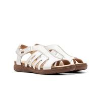 Clarks Women's April Belle Flat Sandal, White Leather, 6.5 UK