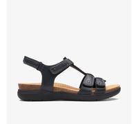 Clarks Womens April Cove Black Leather Sandals - Size UK 4.5