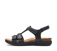 Clarks Women's April Cove Flat Sandal, Black Leather, 4 UK